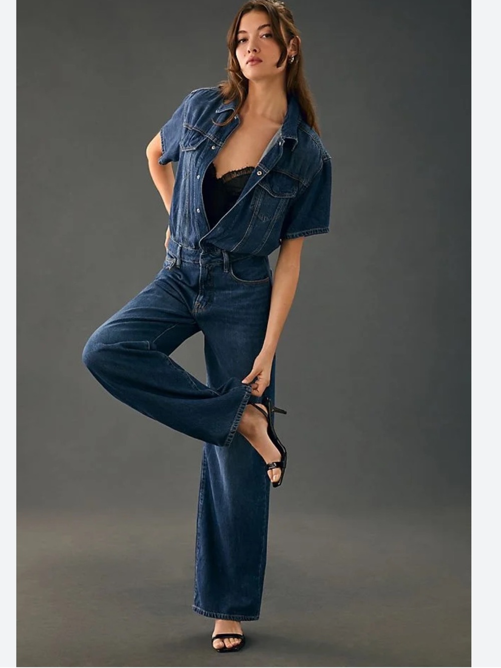 Good American Weightless Denim Jumpsuit in Blue Size S